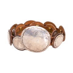 Navajo Sterling Silver and Leather Concho Belt