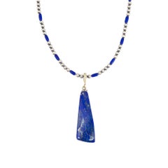 Lapis and Sterling Silver Beaded Pendant Necklace