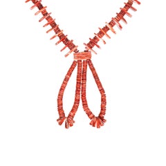 Beaded Spiny Oyster Shell Jacla Necklace and Earrings