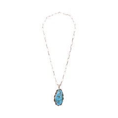 Navajo Turquoise and Sterling Silver Pendant Necklace