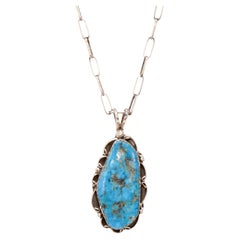 Navajo Turquoise and Sterling Silver Pendant Necklace