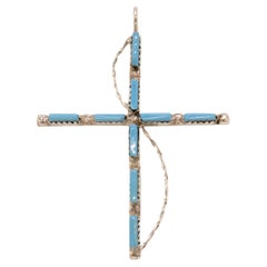 Ciondolo a croce in turchese Zuni e argento sterling
