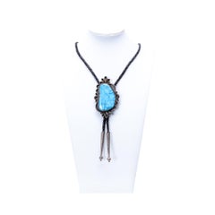 Navajo Turquoise and Sterling Silver Bolo Neck Tie