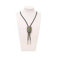 Cravate bolo en turquoise et argent sterling