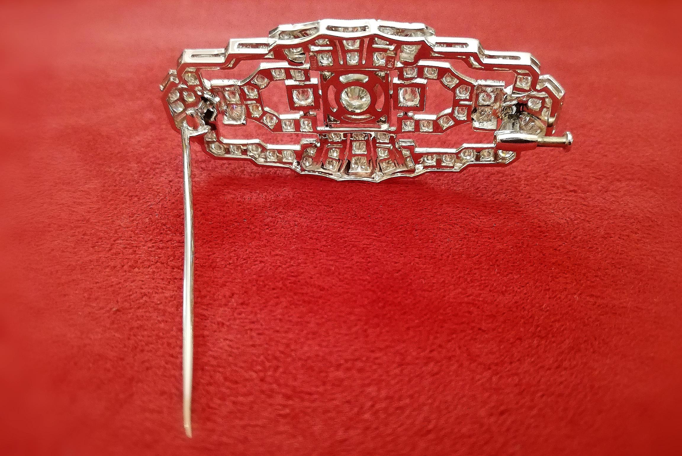 Italian Art Deco Diamond White Gold Brooch For Sale 3