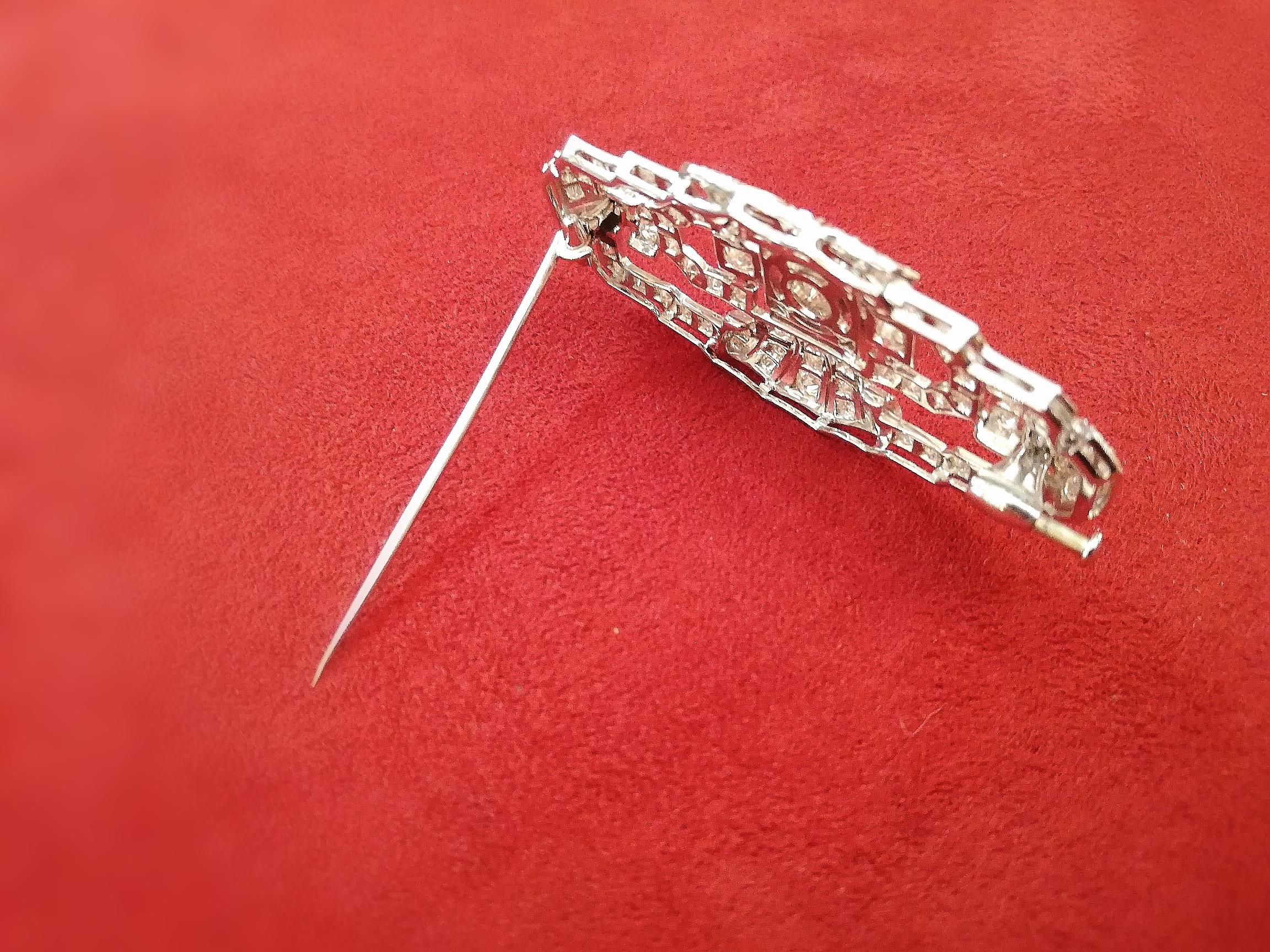 Italian Art Deco Diamond White Gold Brooch For Sale 6