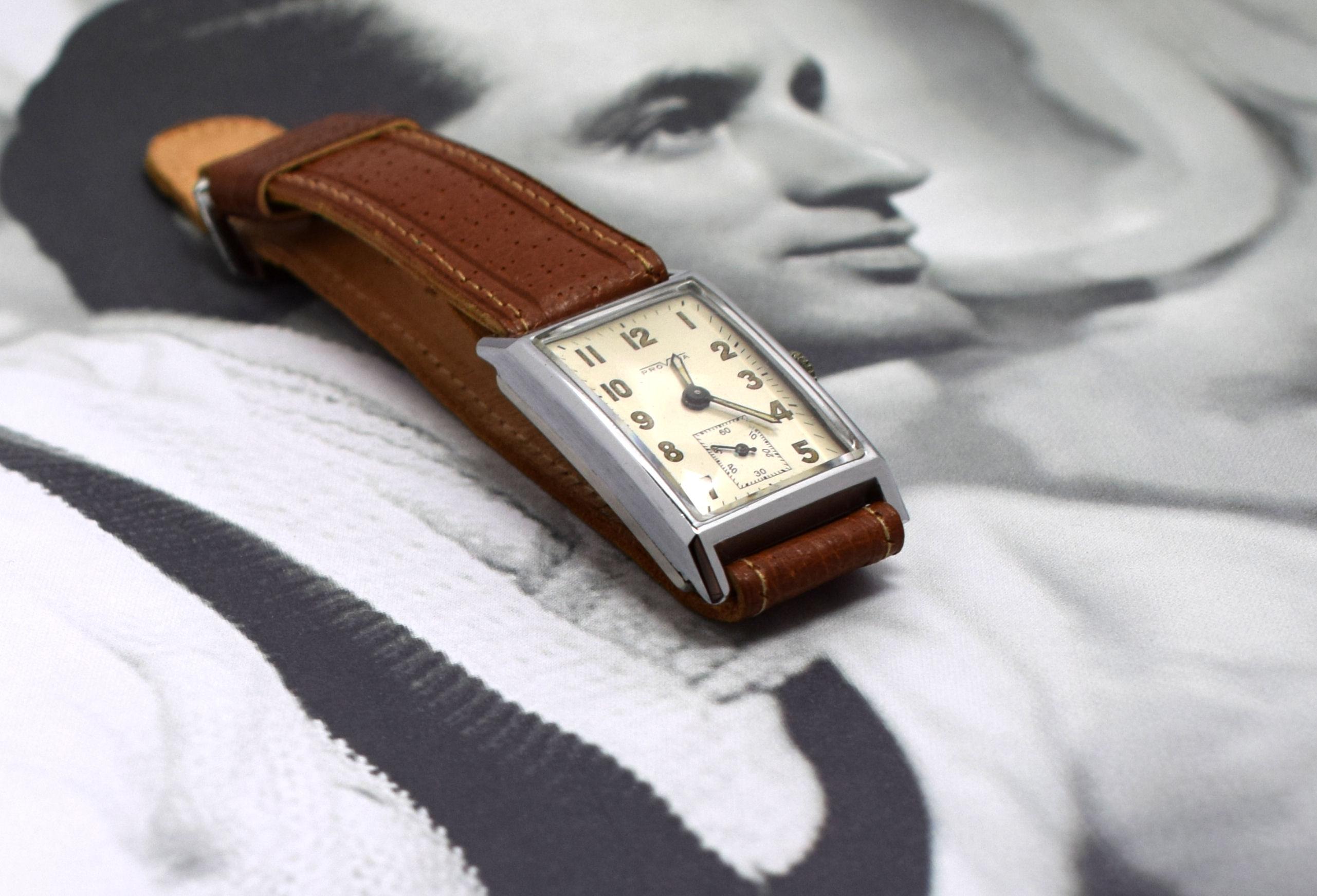 Art Deco Tank Style Gents Wristwatch by Provita 3