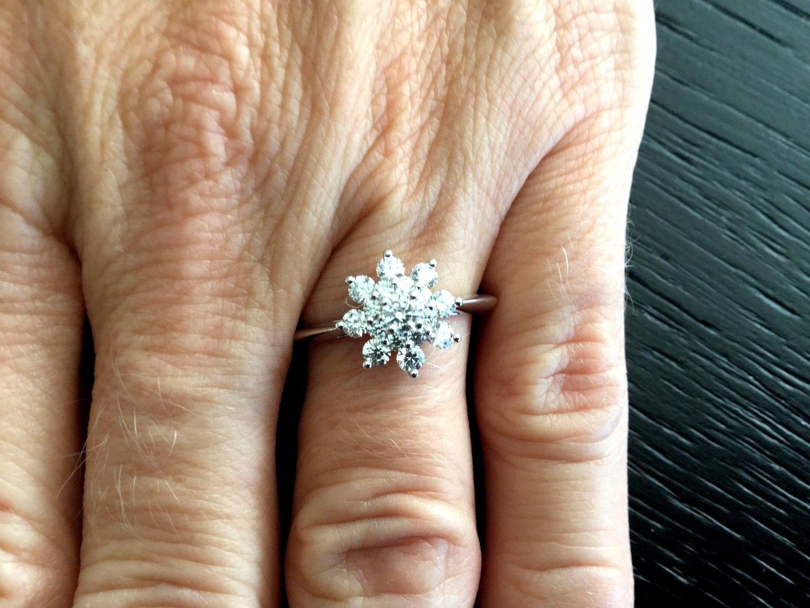 Tiffany & Co. Platinum and Diamond Flower Ring .60 Carat In Excellent Condition In Middletown, DE