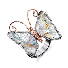 Butterfly Tourmaline Slice Gold Ring