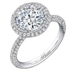 Halo Diamond Platinum Engagement Ring
