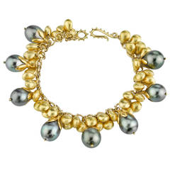 Tahitian Pearl Yellow Gold Bracelet