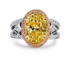 Fancy Oval Yellow Platinum Diamond Ring