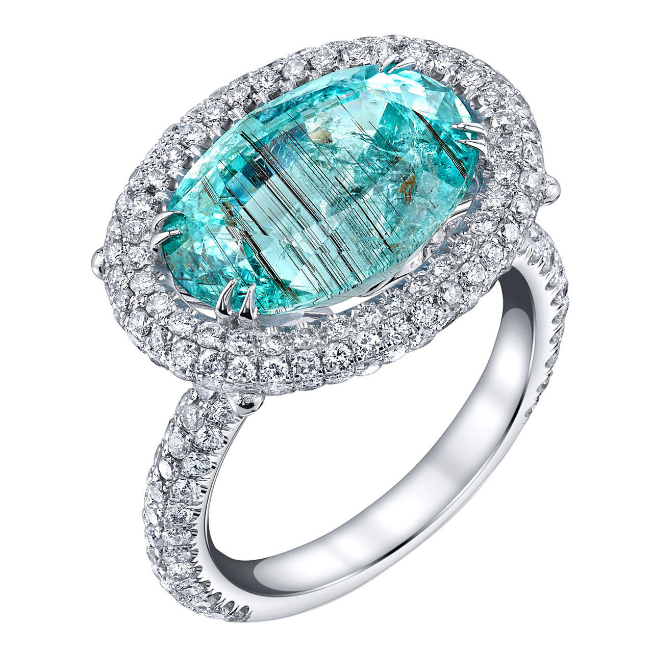 GIA Cert Paraiba Tourmaline Diamond Gold Ring