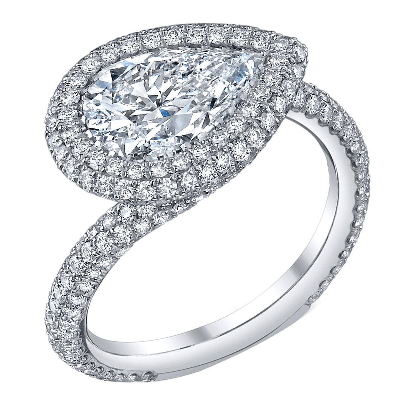 Platinum Pear Shaped Diamond Semi Mount For Sale