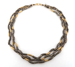 Organic Silver Gold Multi Strand Necklace