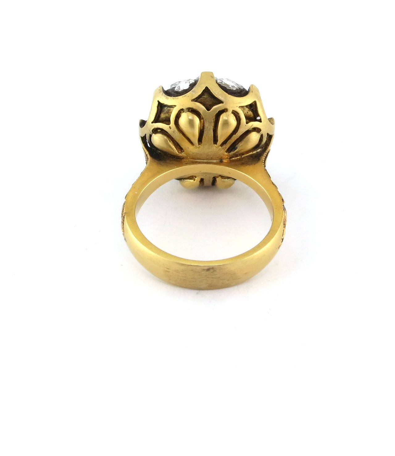 Edwardian Yellow Gold Rose Cut Diamond Cluster Ring For Sale 2