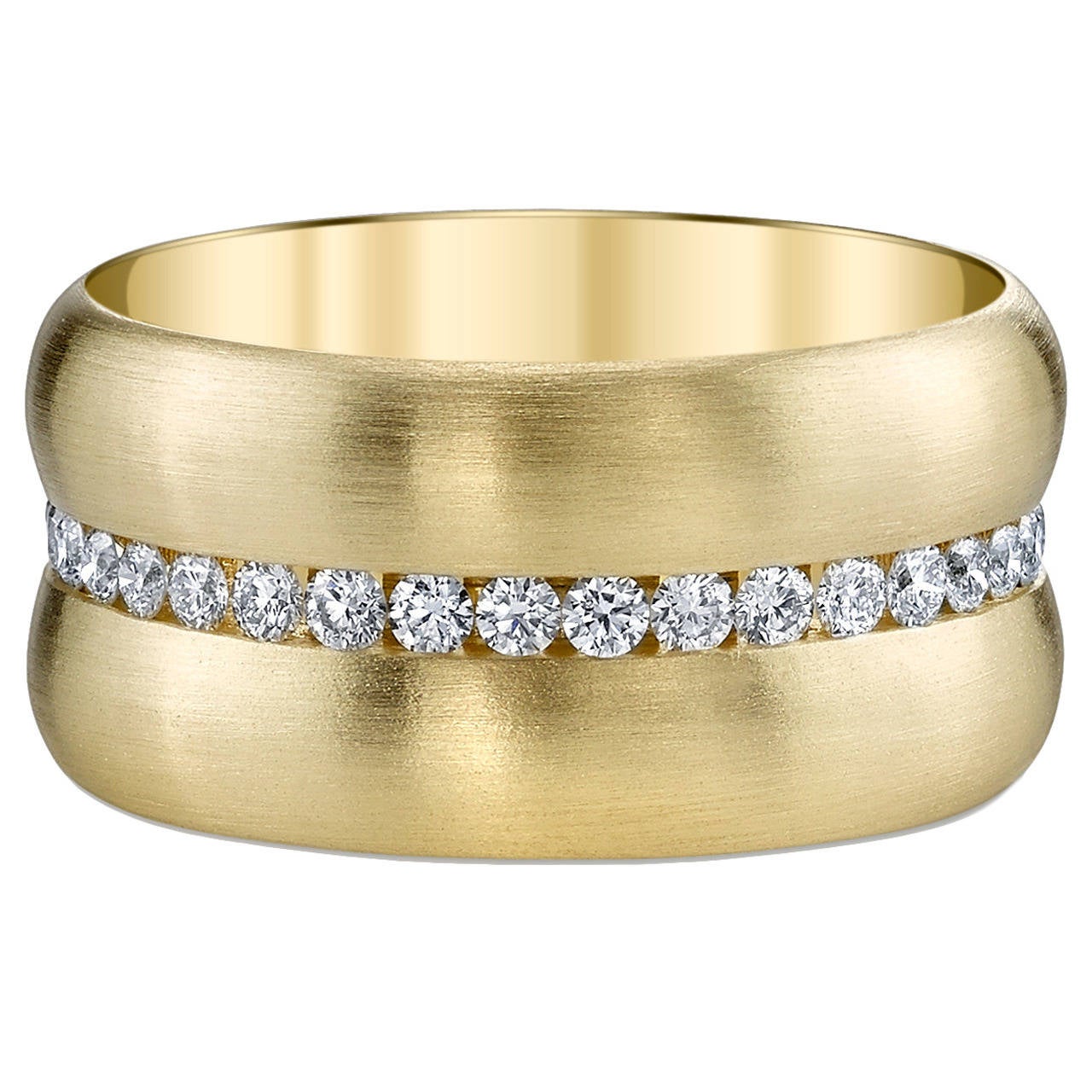 Channel Set Diamond Gold Band For Sale