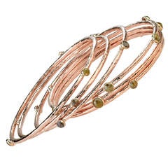 Rose Gold Rustic Diamond Stackable Bangle Bracelets