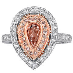 Fancy Pink Pear Shaped Diamond Platinum Ring