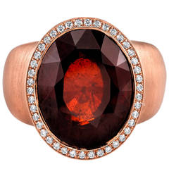 13.87 Carat Garnet Diamond Rose Gold Cocktail Ring