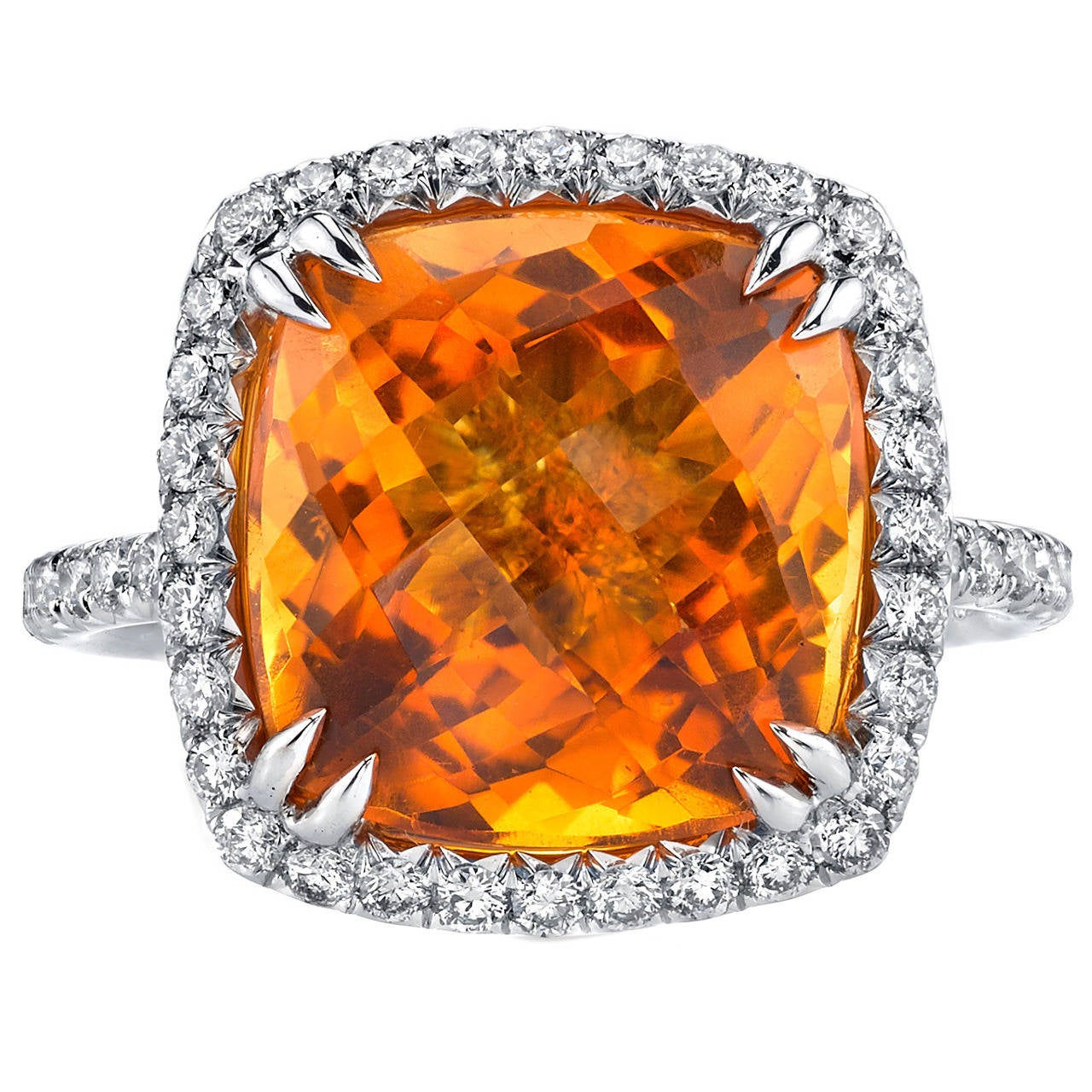 6 Carat Citrine Diamond Gold Ring For Sale