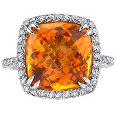 6 Carat Citrine Diamond Gold Ring