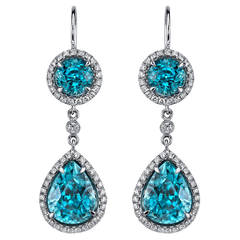 Zircon Diamond Gold Dangle Earrings