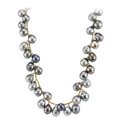 Baroque Tahitian Pearl Gold Bead Necklace