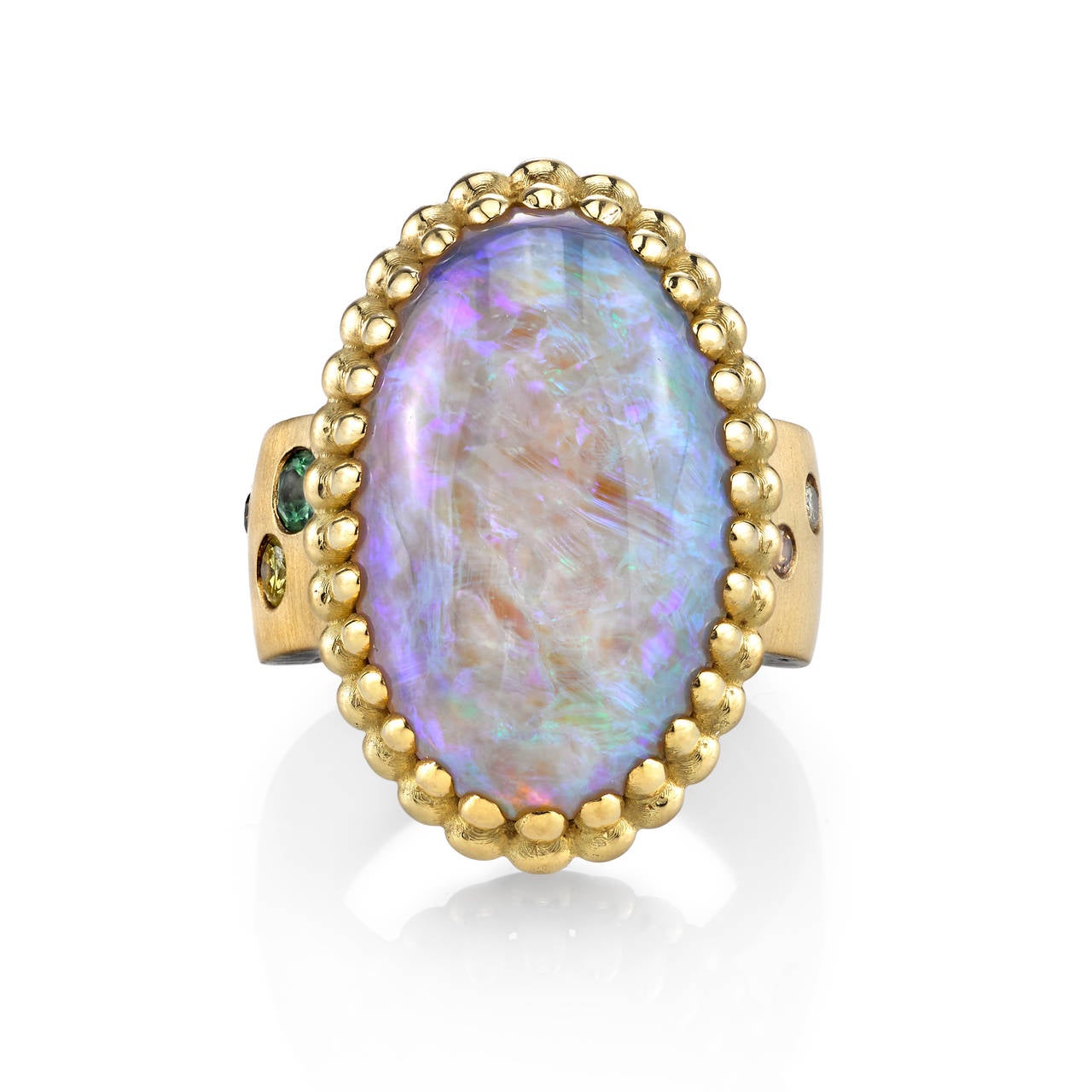 Contemporary Lightening Ridge Opal Organic Silver Gold Cocktail Ring For Sale