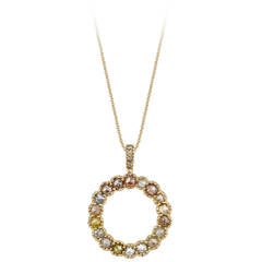 Rustic Diamond Gold Round Pendant