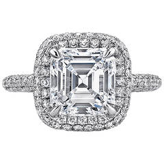 Asscher Cut Semi Mount Diamond Platinum Engagement Ring