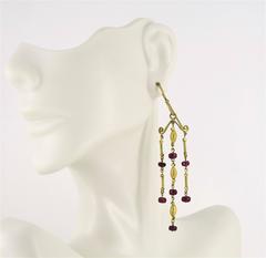 Ruby Gold Dangle Earrings