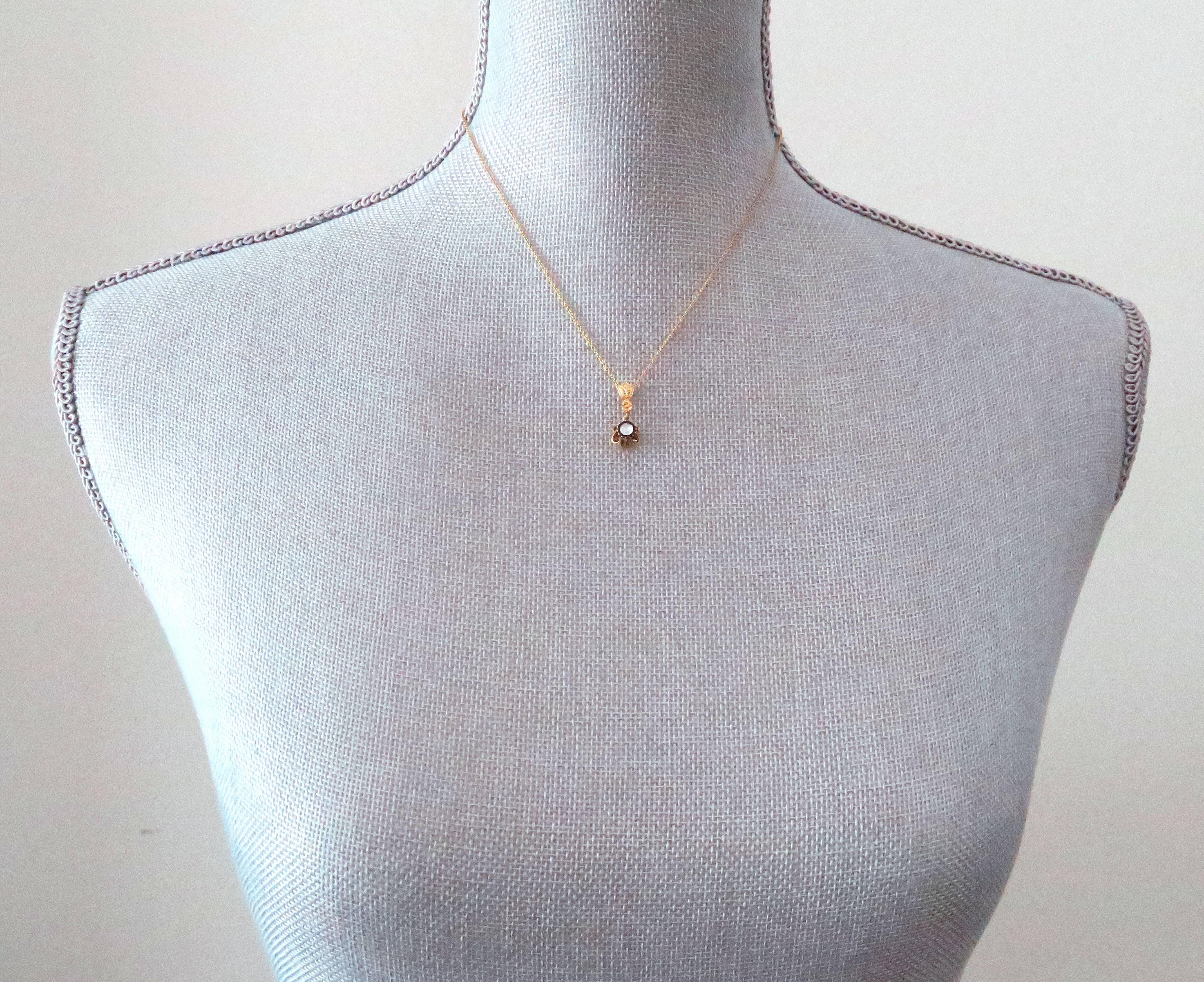 Edwardian Rose Cut Diamond Gold Necklace For Sale