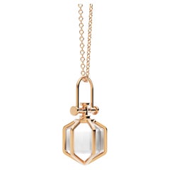 Six Senses Talisman Pendant Necklace with Natural Rock Crystal, 18k Rose Gold