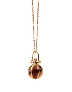Modern Sacred 18 Karat Rose Gold Crystal Orb Amulet Necklace with Smoky Quartz