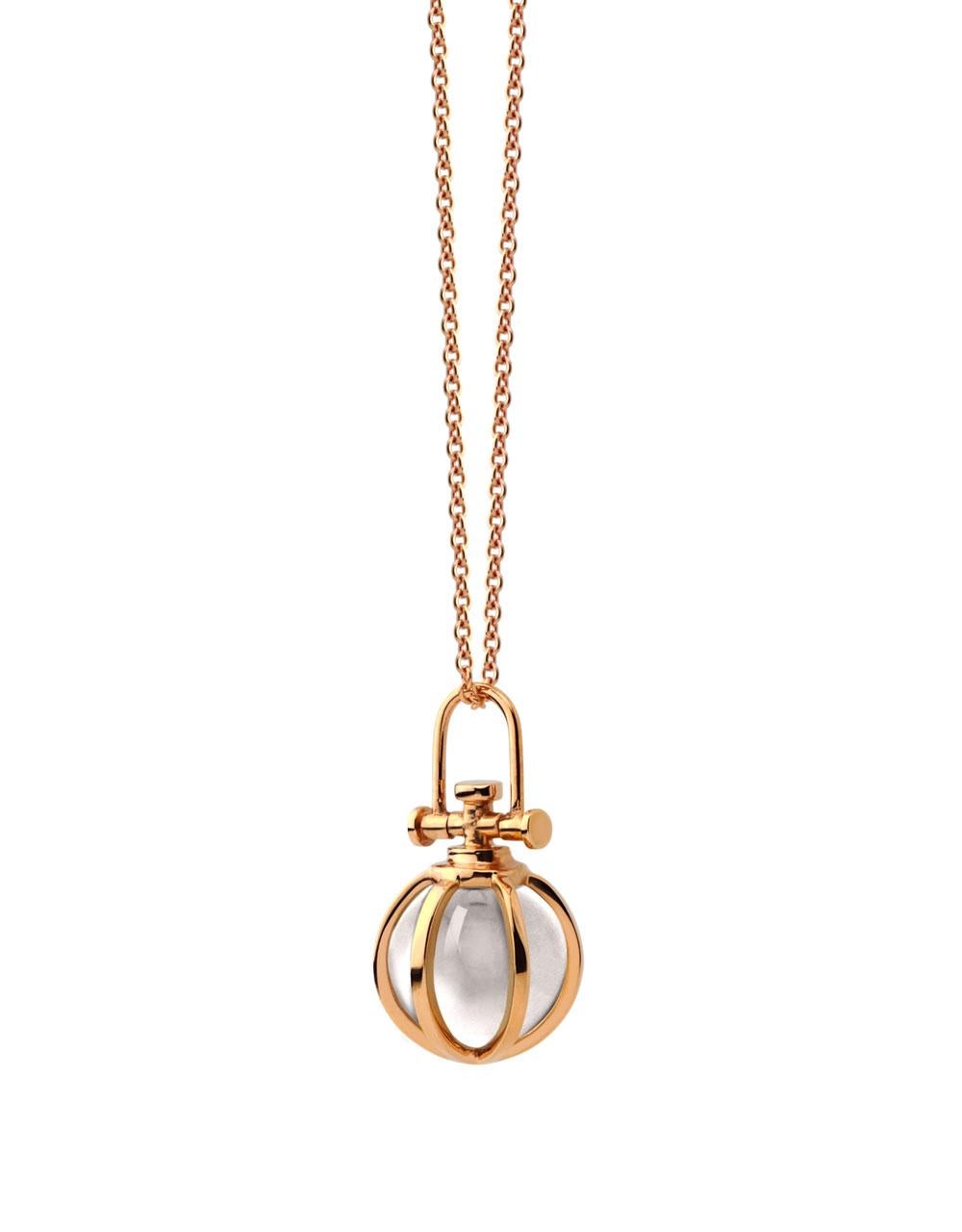 Rebecca Li designs mindfulness. 
This dainty orb necklace is from her Crystal Ball Collection.
Clear rock crystal means Manifestation, Positivity & Luck.

Pendant:
Metal Type: 18K Rose Gold
Gemstone: Natural Clear Rock Crystal
Pendant Size: 9 mm W *