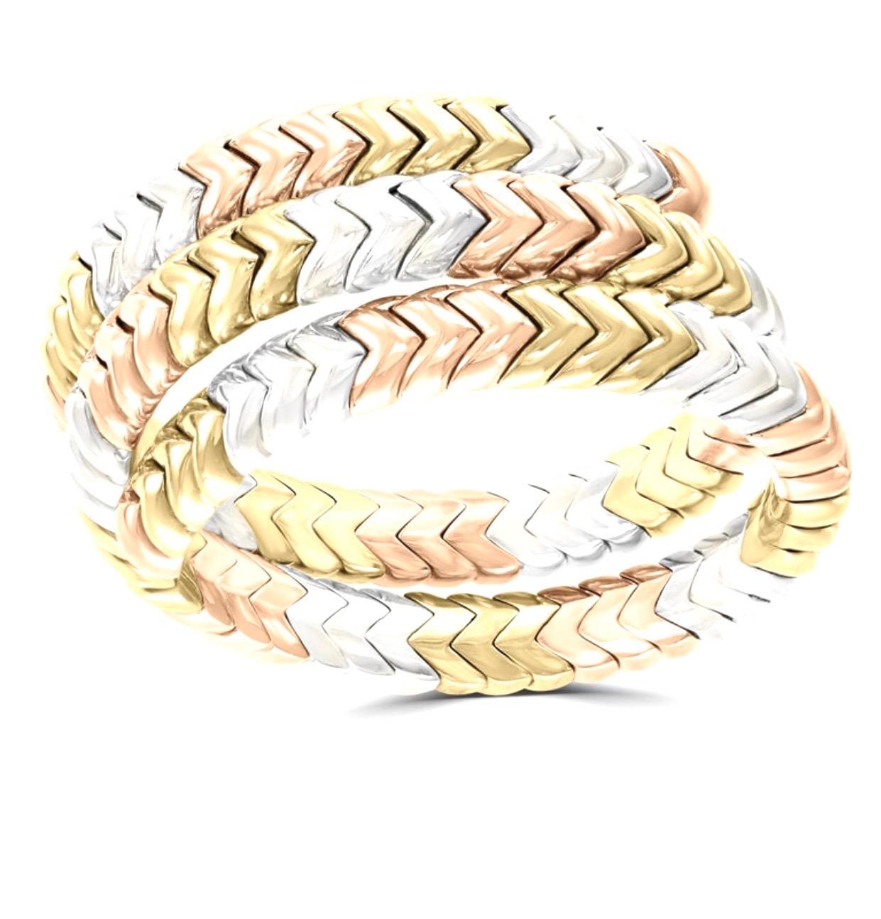 Bvlgari Serpenti 18 Karat Tri-Color Gold 92 Grams Bangle / Bracelet Designer 2