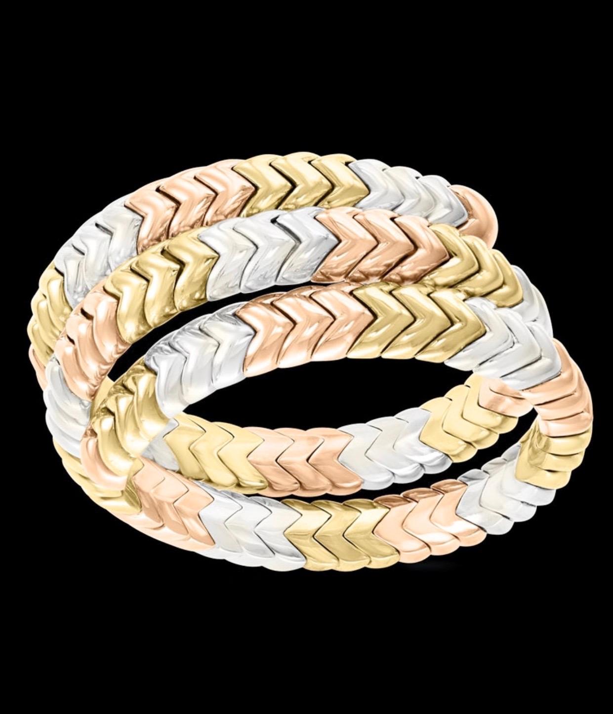 Bvlgari Serpenti 18 Karat Tri-Color Gold 92 Grams Bangle / Bracelet Designer 3