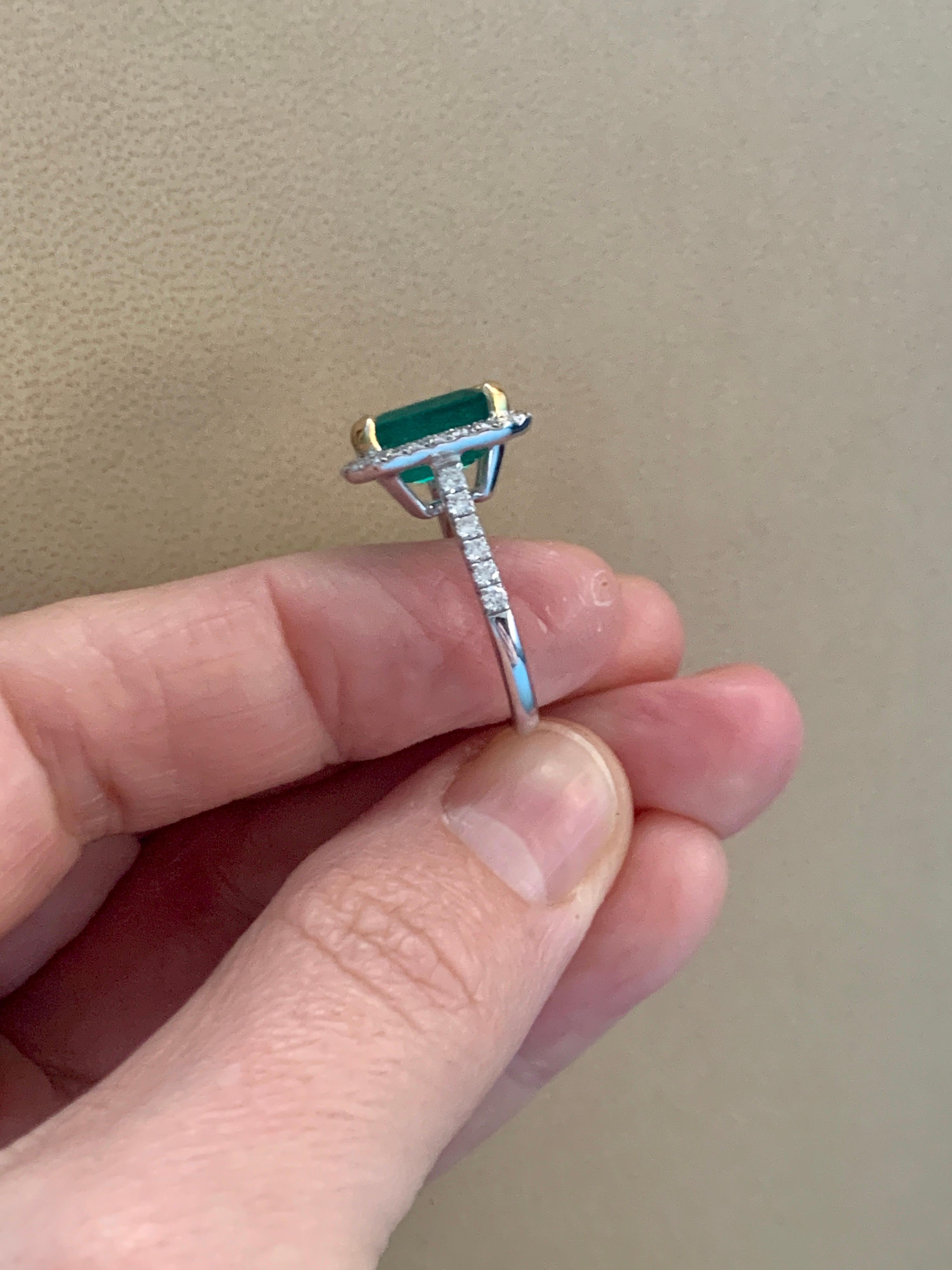 5 Carat Emerald Cut  Natural Emerald and Diamond 18 Karat Gold Ring Estate 9