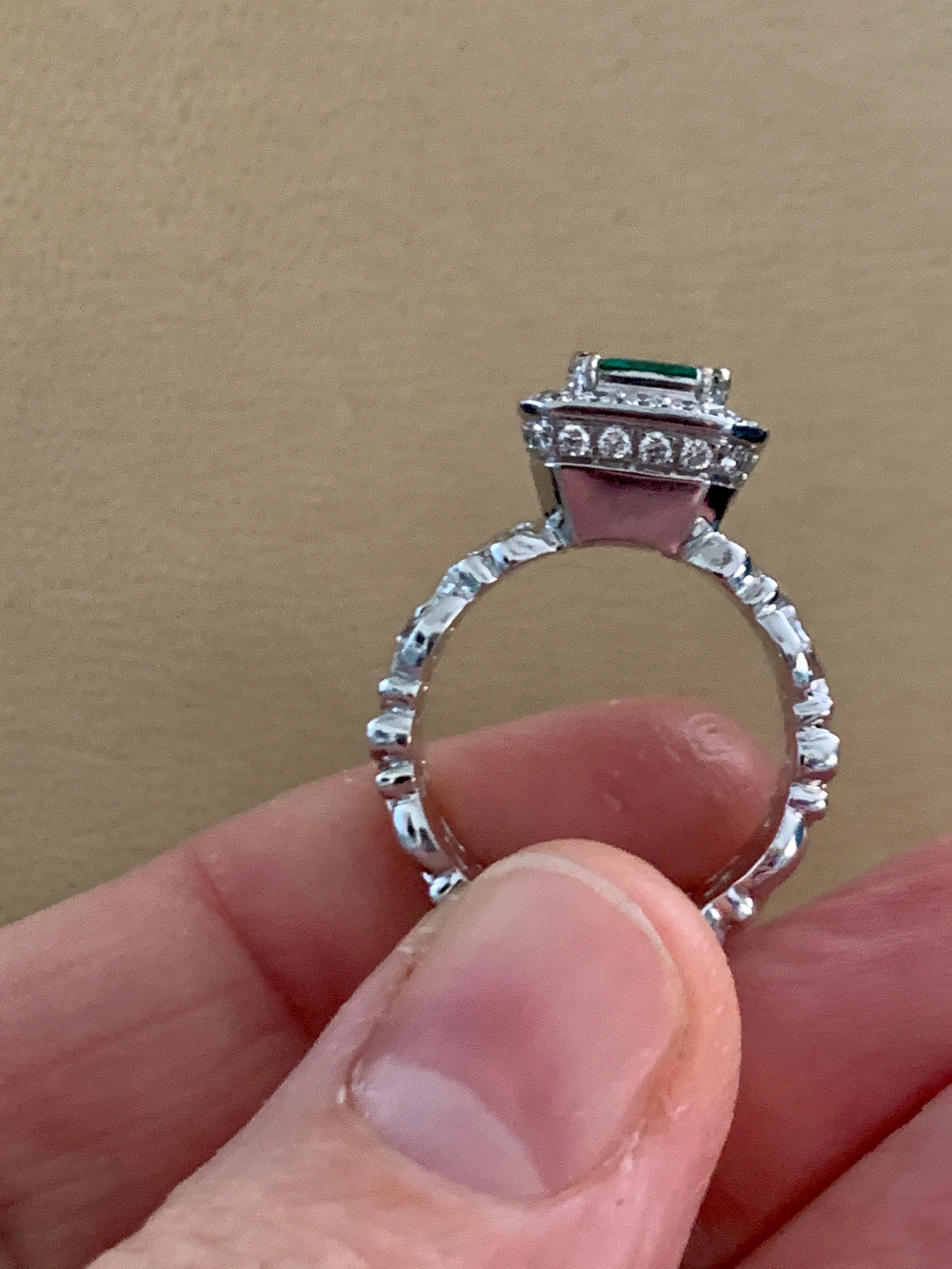 2.0 Carat Emerald Cut Colombian Emerald and Diamond Designer Doris Panos's Ring For Sale 4