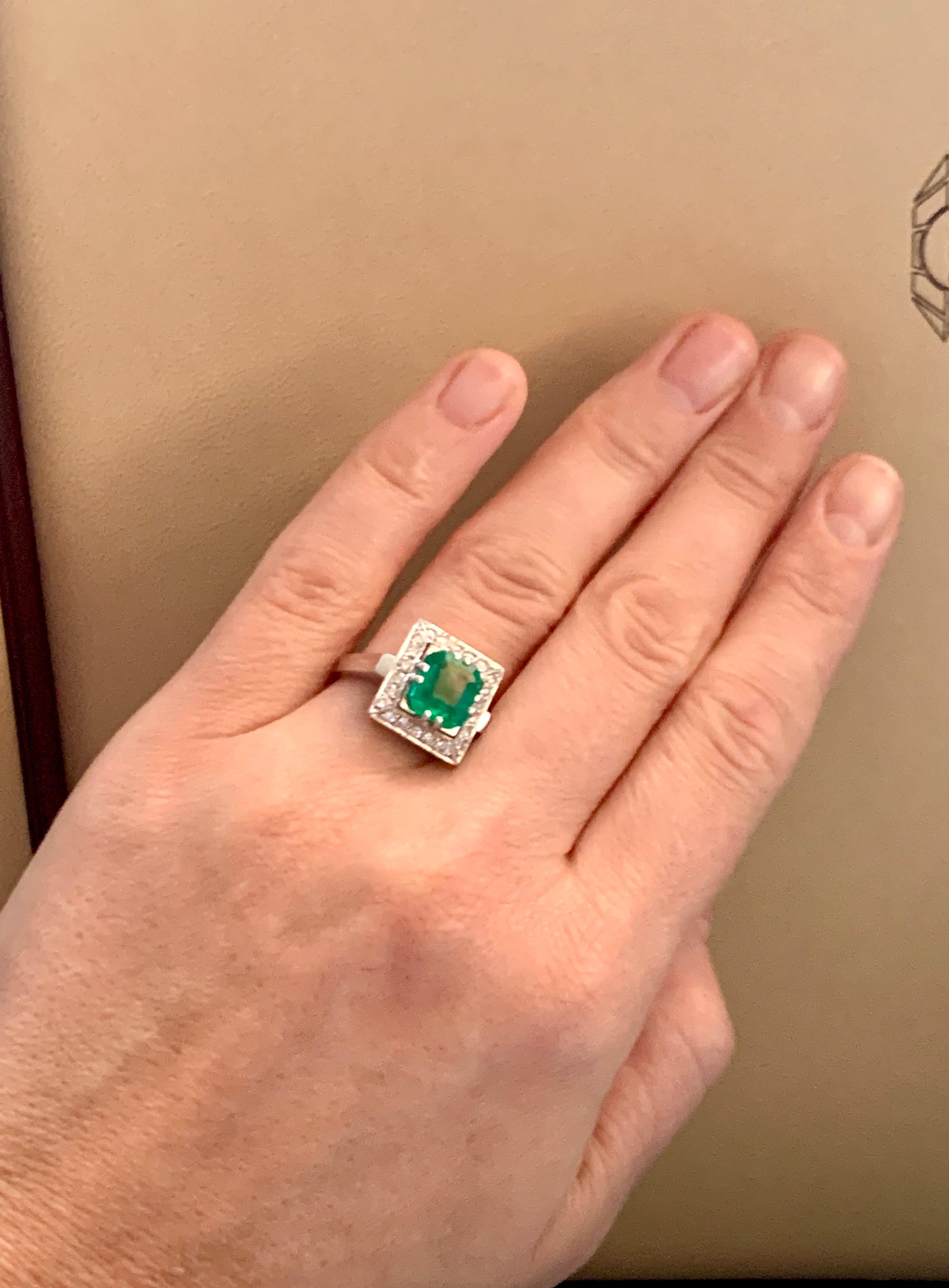 3 Carat Emerald Cut Colombian Emerald and Diamond 18 Karat Gold Ring Estate 3