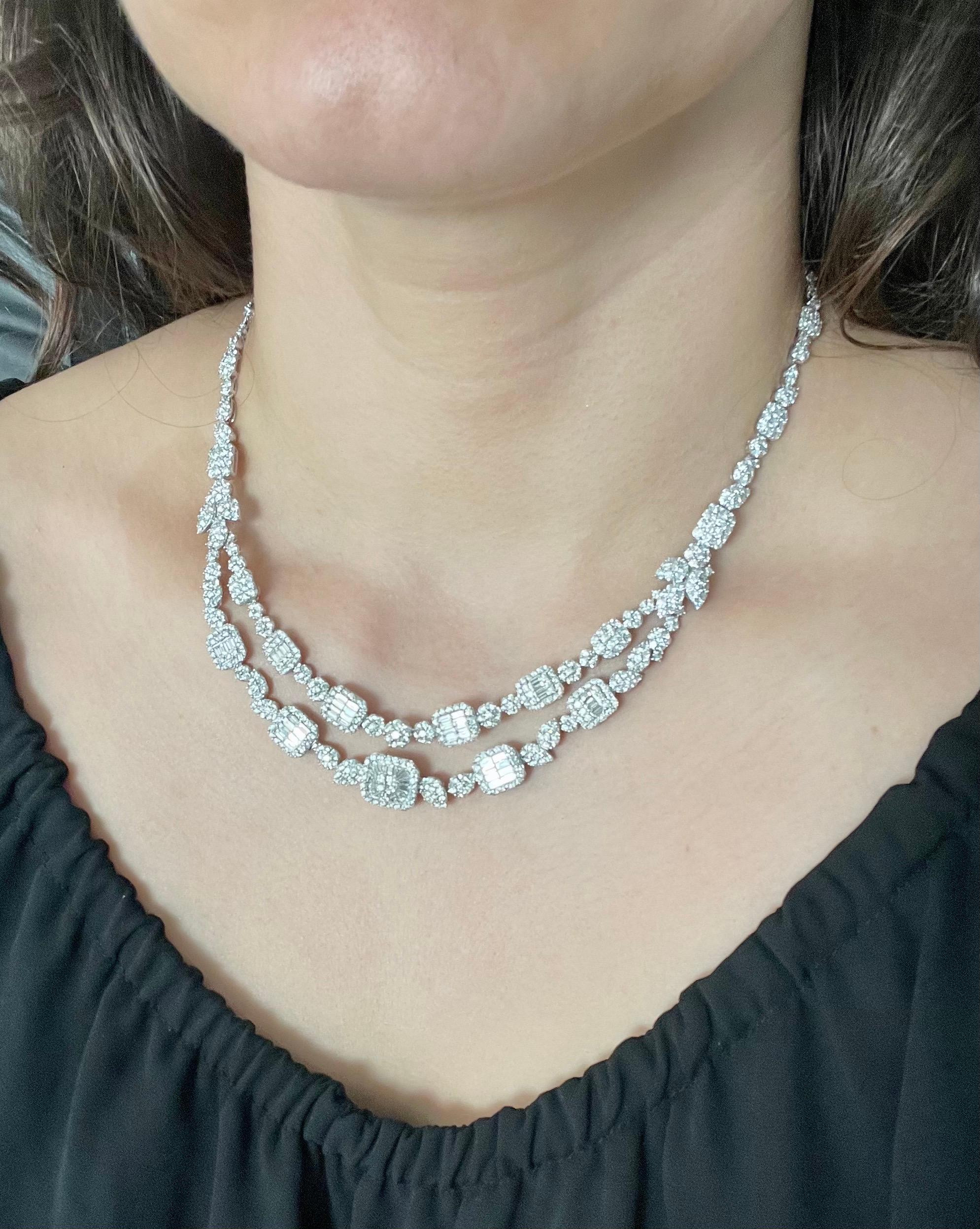 18 Carats VS E Quality Diamond 18 Karat White Gold Necklace Bridal Brand New en vente 7