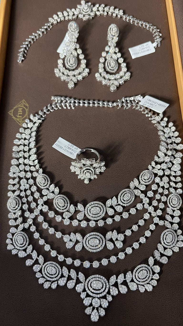 49 Ct Diamond Necklace Earrings Ring Bracelet 145 Gm 18 K Gold Bridal ...