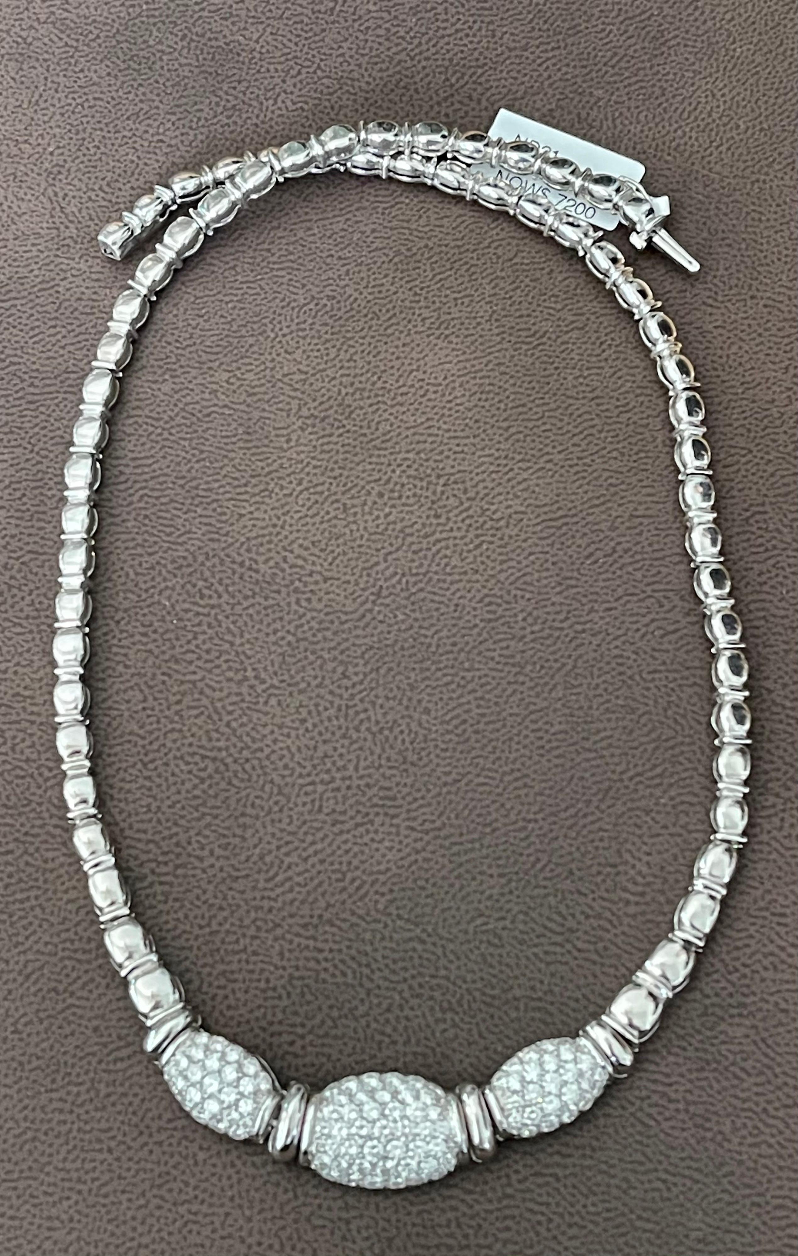 5.8 Carat VS/G Quality Diamond 18 Karat White Gold Necklace Bridal Estate For Sale 4
