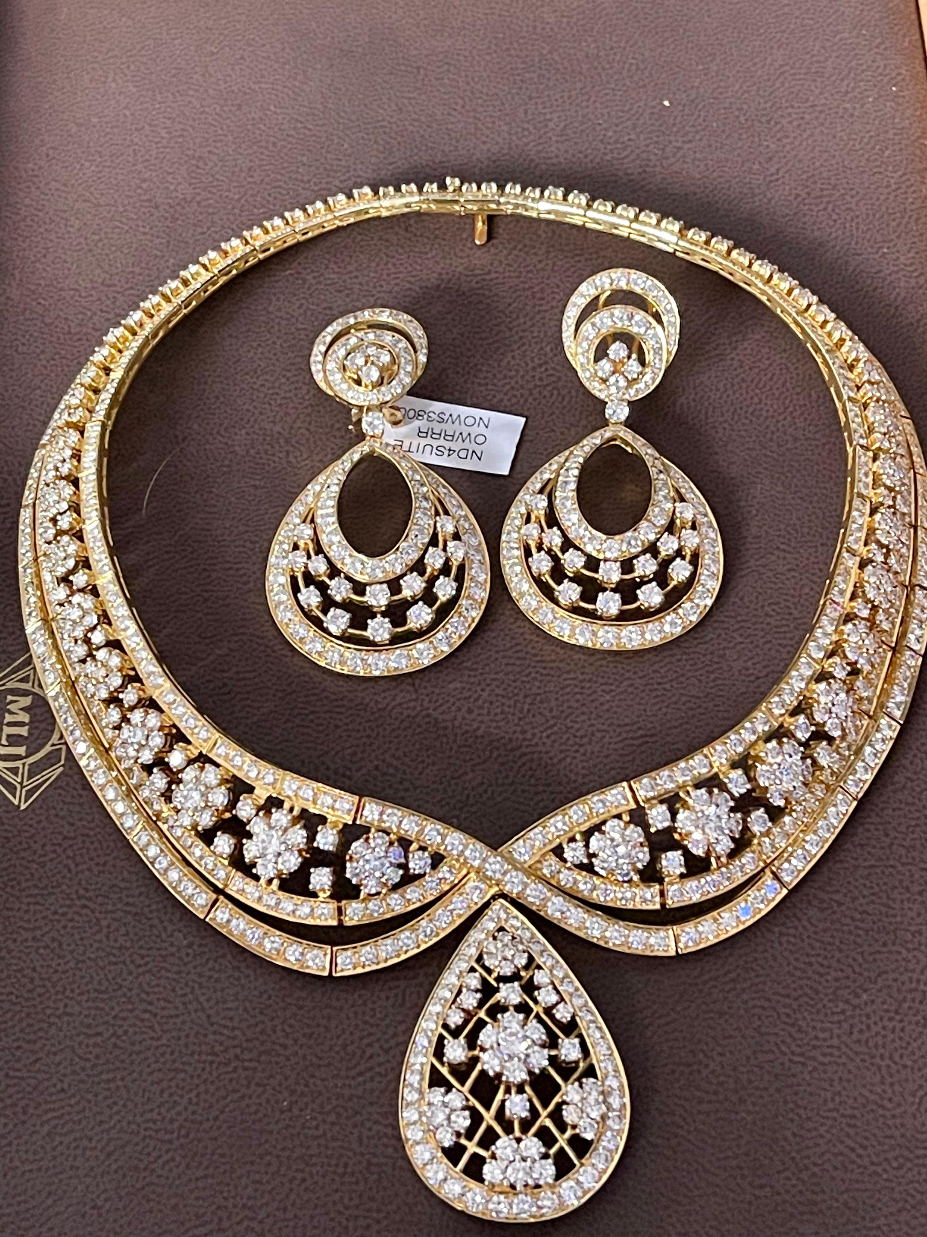 37 Carat Diamond Necklace and Earrings 185 Grams 18 Karat Gold Bridal Suite 8