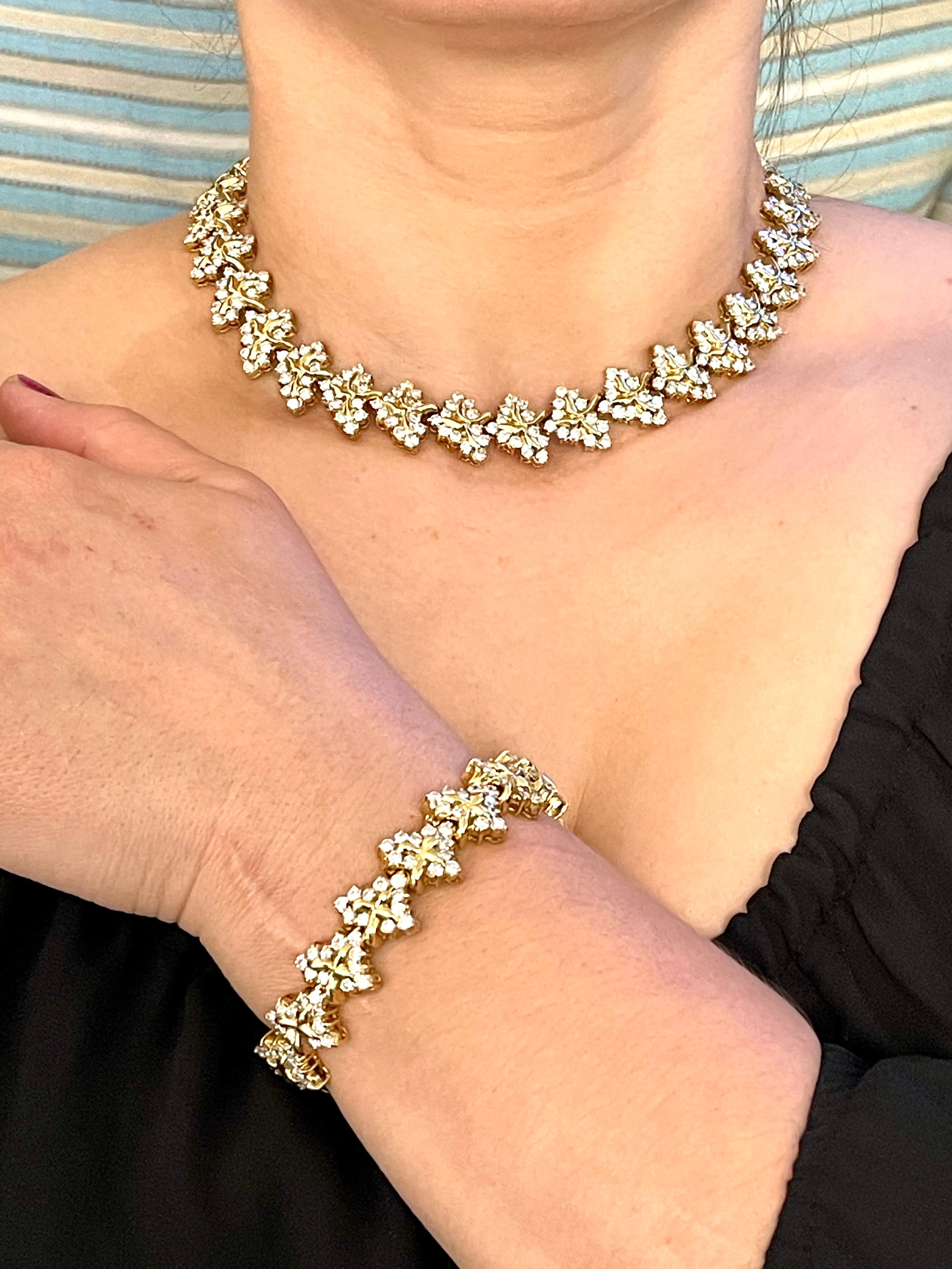 38 Carat Diamond Necklace and Bracelet 180 Grams 14 Karat Gold Bridal Suite For Sale 3