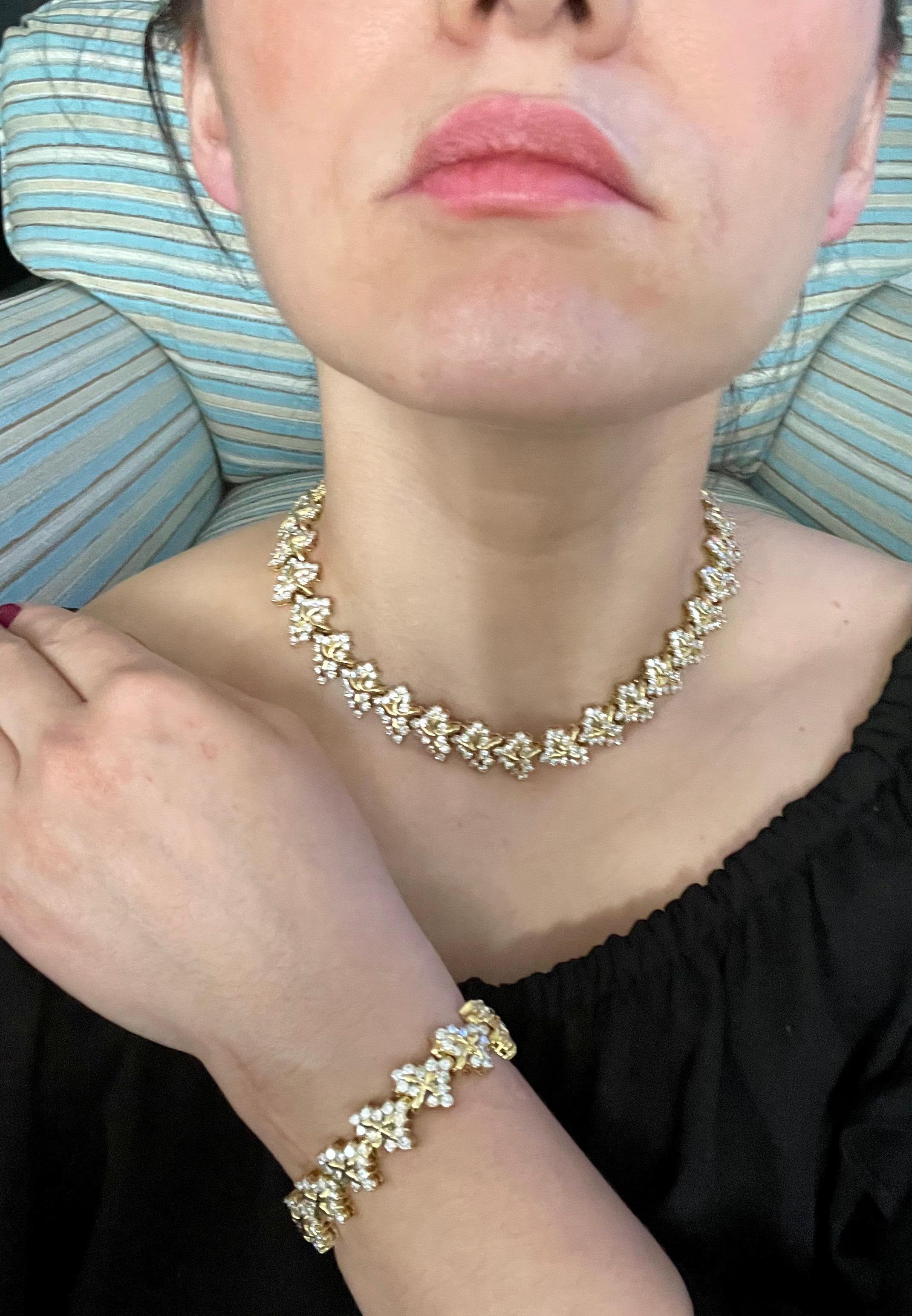 38 Carat Diamond Necklace and Bracelet 180 Grams 14 Karat Gold Bridal Suite For Sale 5
