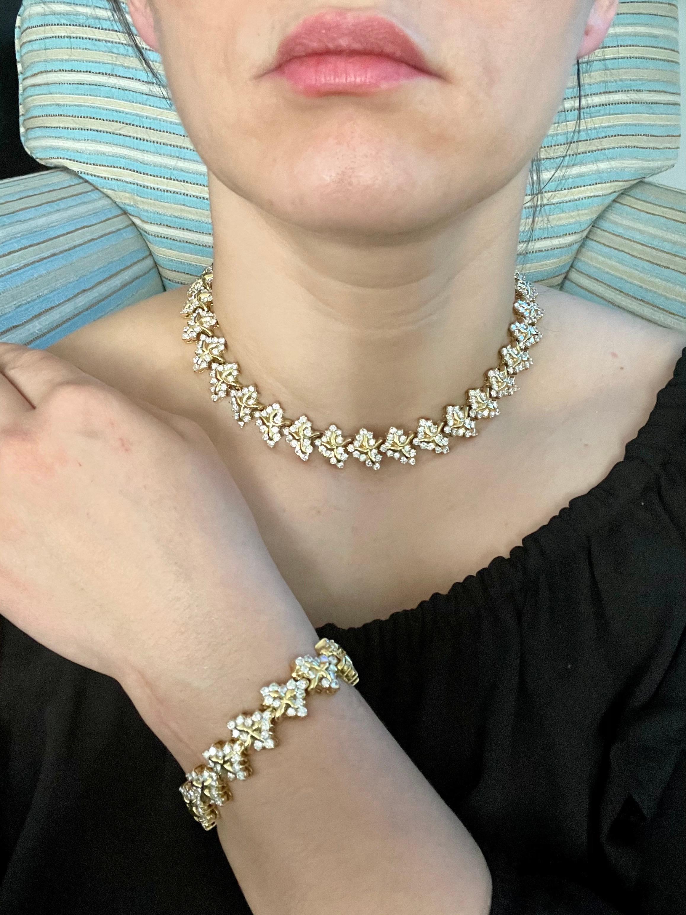 38 Carat Diamond Necklace and Bracelet 180 Grams 14 Karat Gold Bridal Suite For Sale 6
