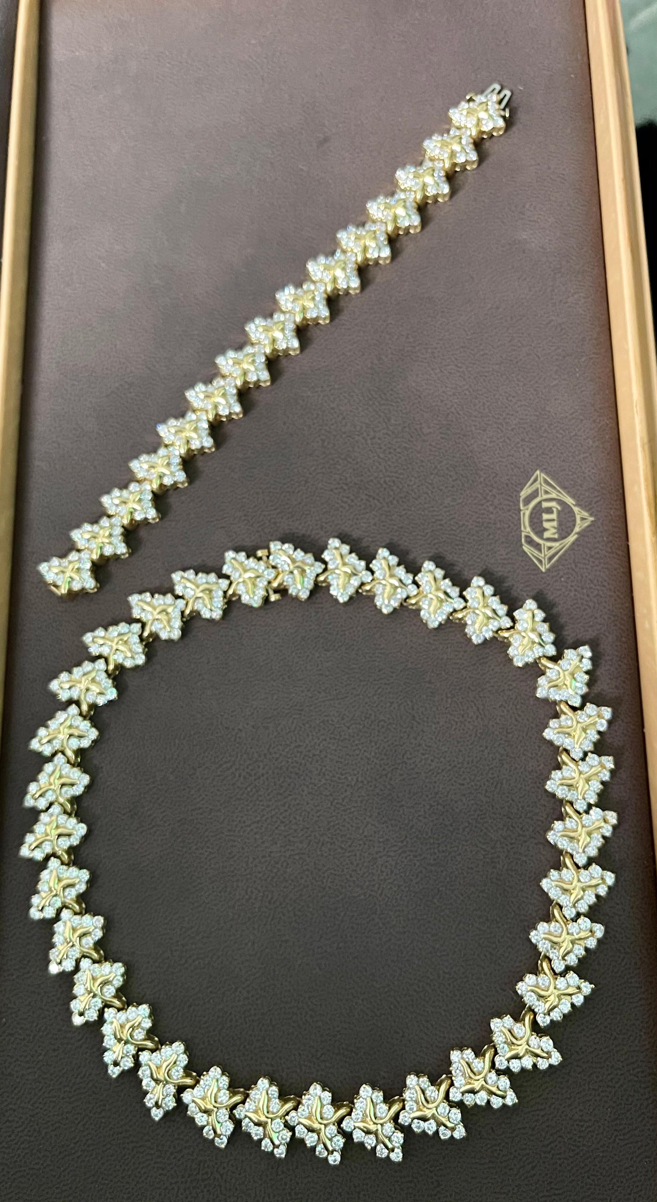 38 Carat Diamond Necklace and Bracelet 180 Grams 14 Karat Gold Bridal Suite For Sale 7