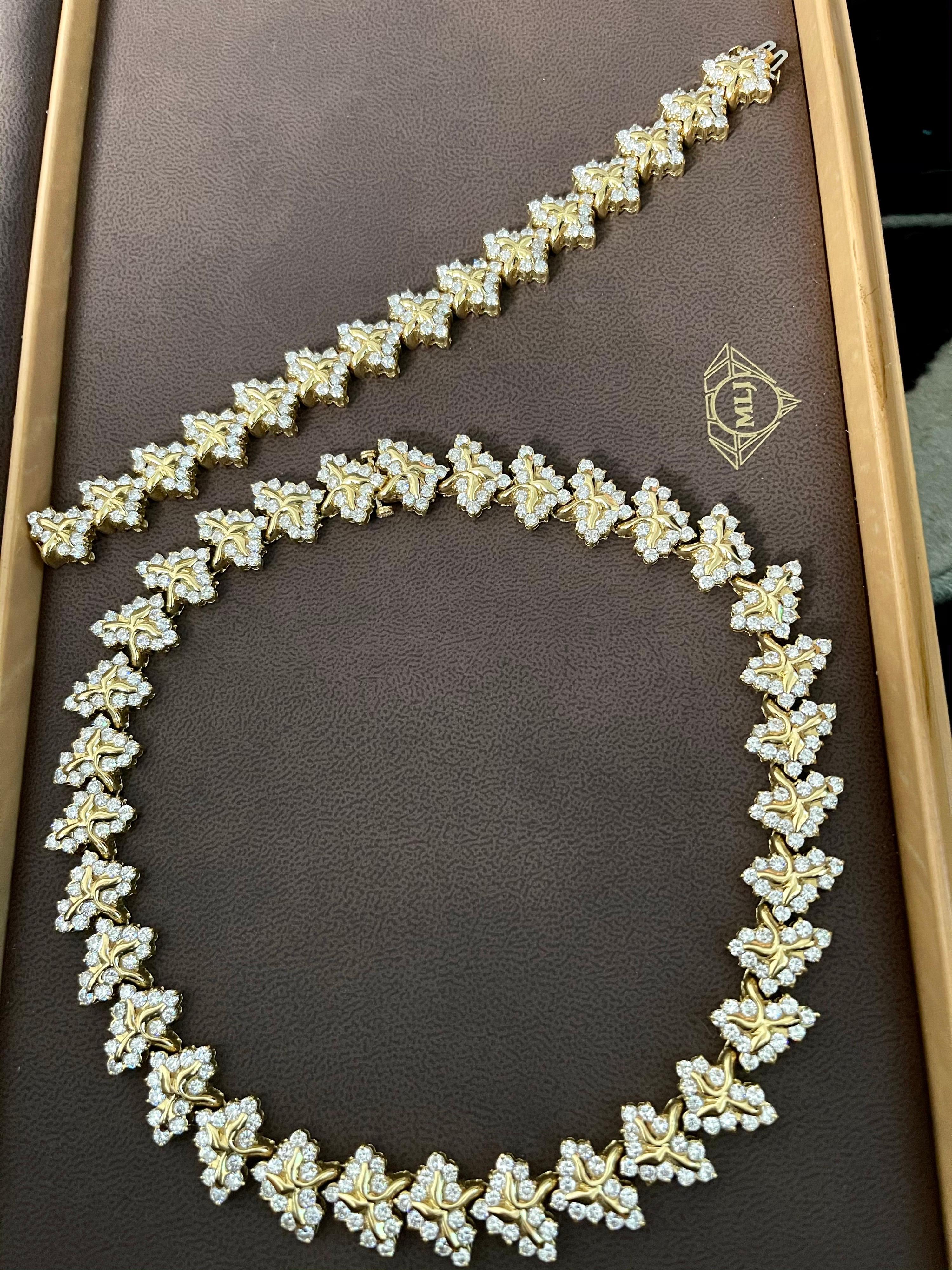 38 Carat Diamond Necklace and Bracelet 180 Grams 14 Karat Gold Bridal Suite For Sale 8